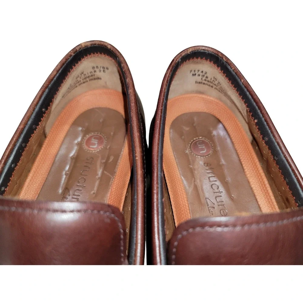 Clarks Unstructured Mens Brown Leather Classic Comfort‎ Penny Loafer Shoes 10 W